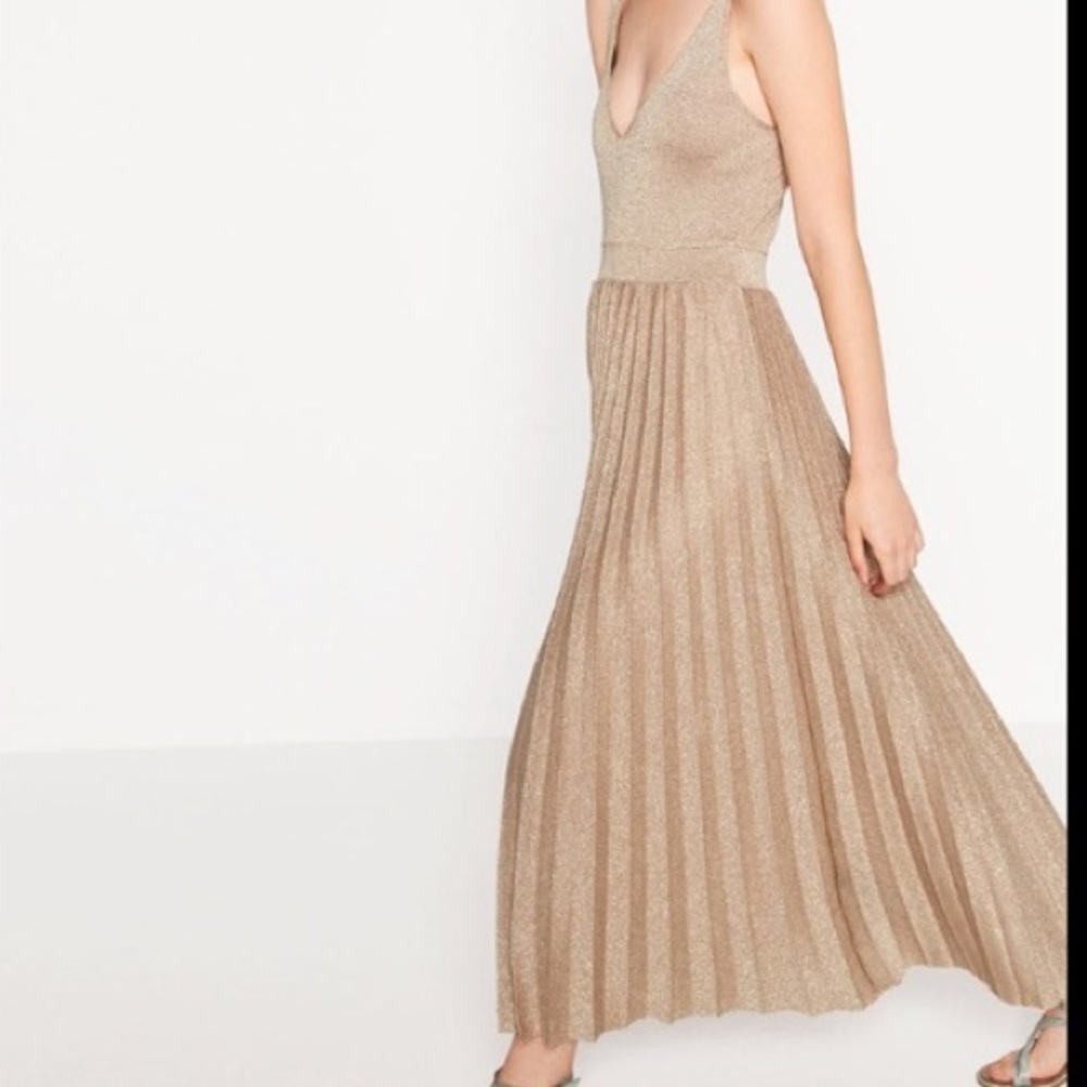 Zara Gold Metallic Knit Dress
